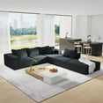 thumbnail image 4 of Modern Upholstered Sectional Sofa Couch Set,Modular 132" L Shaped Sectional Living Room Sofa Set With 6 Pillows,Free Combination Sofa Couch for Living Room,Bedroom, 4 of 5