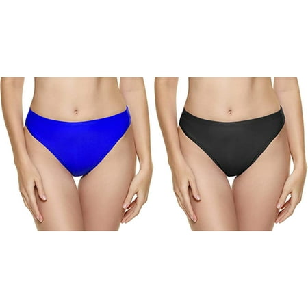 (2-Pack) Kcodviy Women Vintage Print Low Swim Suit Cover Ups Pants Waist Brazilian Bikini Bottom Swim Pants for Swimwear Briefs Beachwear Brazilian Bikini Bottom Side Tie Thong Bathing Swimbottom