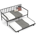 thumbnail image 2 of Gymax Twin Metal Daybed Sofa Bed with Trundle & Lockable Casters for Living Room, 2 of 9