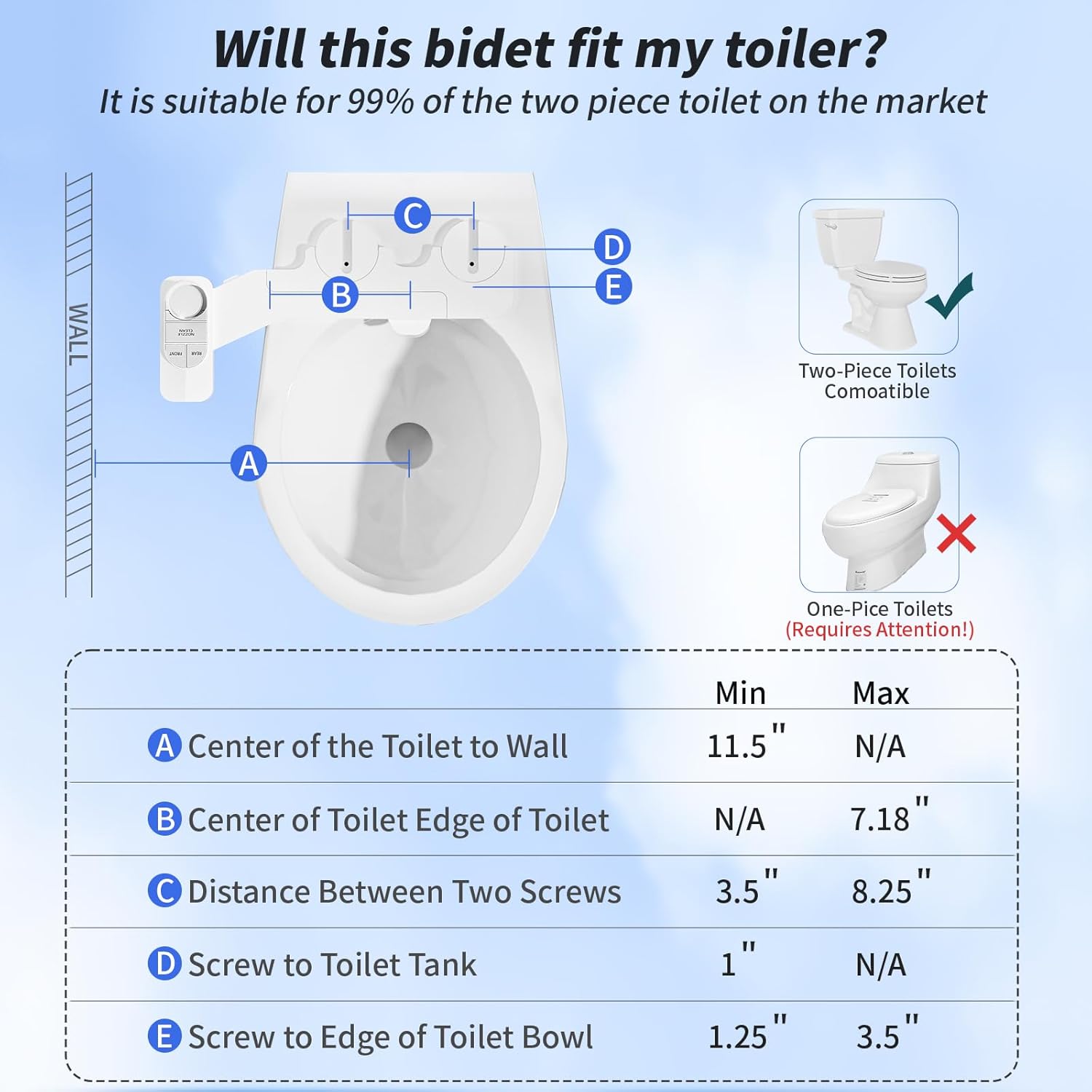SAMODRA Non-Electric Bidet - Self Cleaning Dual Nozzle (Frontal and Rear Wash) Fresh Water Bidet Toilet Seat Attachment with Independent Adjustable Water Pressure