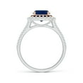 thumbnail image 2 of Angara Natural 1 Ct. Blue Sapphire with Blue Sapphire Halo Ring in 14K White & Rose Gold for Women (Ring Size: 3.5), 2 of 9