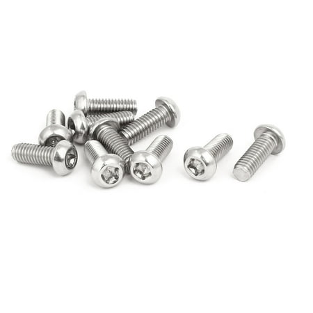 

M6x16mm 304 Stainless Steel Fully Thread Button Head Torx Screws Fastener 10pcs