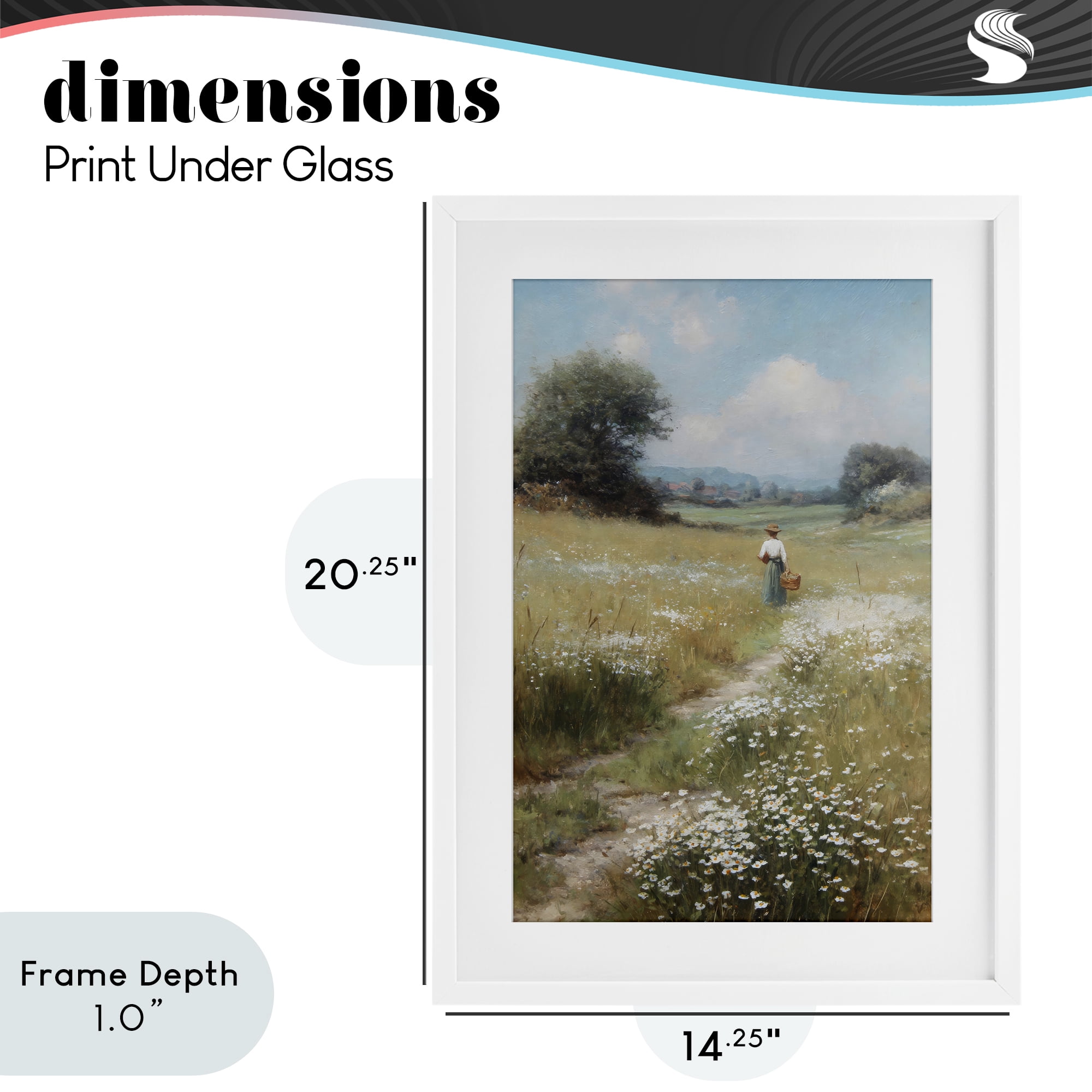 Stupell Industries Flower Gazing in Summer Meadow White Framed Print Under Glass, design by Petal Prints Design