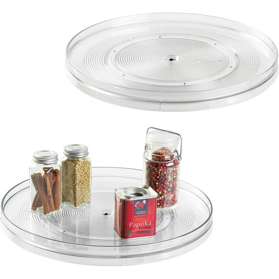 iDesign, Lazy Susan Plastic Turntable 2-Pack Kitchen Organizer, Clear