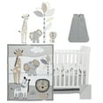 Lambs & Ivy Jungle Safari Gray/Tan/White Nursery 6Piece Baby Crib
