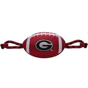 Pets First NCAA Georgia Bulldogs Strong, Durable, Chewable Football Dog Toy with Inner Squeaker and Side Ropes, Officialy Licensed