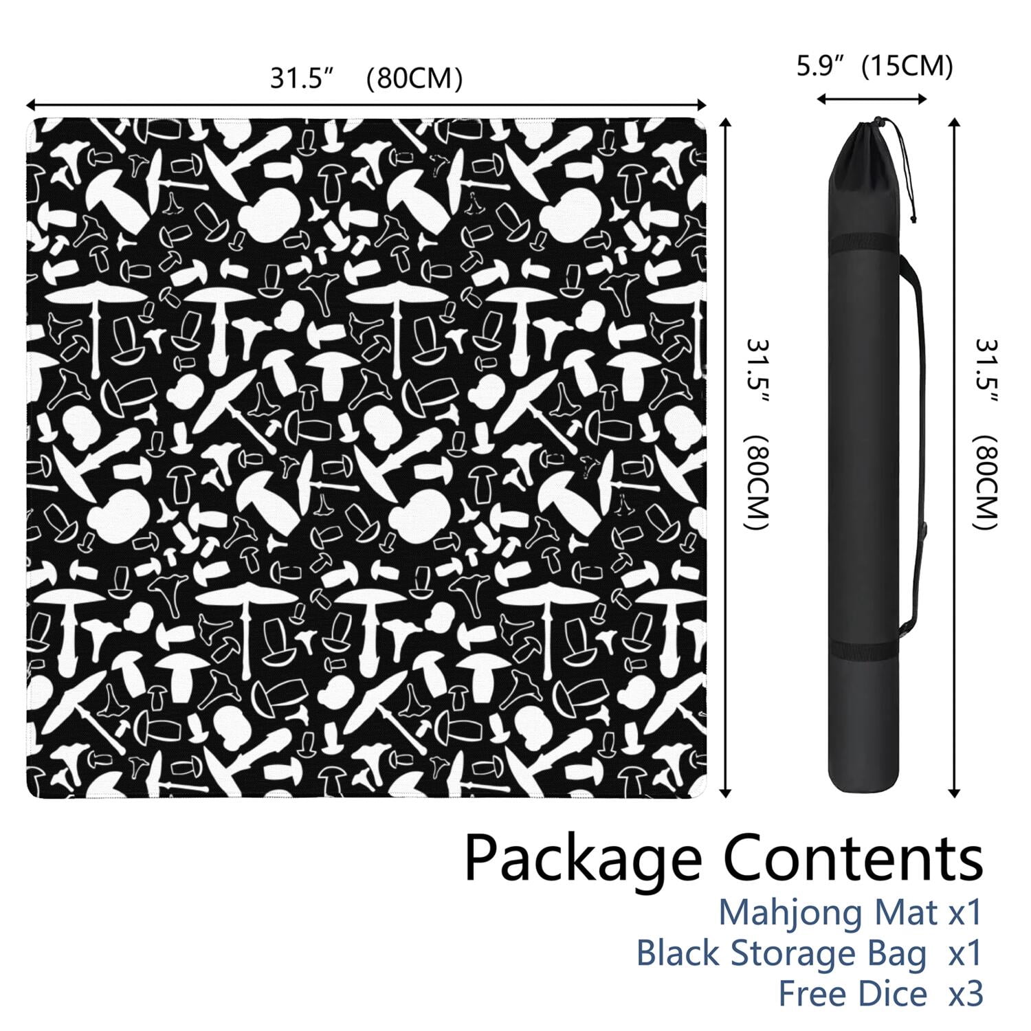 31.5 Inch Plants Style Mahjong Playing Surface Made of Durable Rubber Featuring Anti-Slip Backing and Noise Dampening Technology for Multi-Game Activities