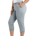 thumbnail image 3 of Tdoqot Womens Plus Size Capris with Pockets- High Rise Slim Leg Casual Elastic Waist Summer Pants Gray Size XL-5XL, 3 of 7