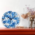 thumbnail image 2 of GZHJMY Silent Non Ticking Round Wall Clock, Blue Flowers Pattern Home Decor Battery Operated for Living Room, Kitchen, Bedroom, 2 of 4