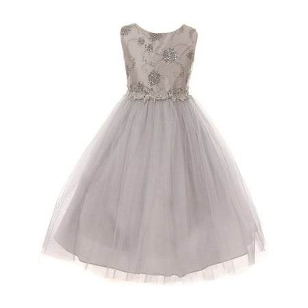 My Best Kids Girls Silver Sequin Mesh Tulle Junior Bridesmaid (Best Cheap Silver Tequila)