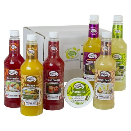Master of Mixes Margarita / Daiquiri Drink Mixes Variety, Ready to Use, 1 Liter Bottles (33.8 Fl Oz), Pack of 6 Flavors + Margarita Salt