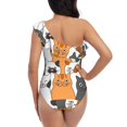 thumbnail image 5 of Pofeuu Funny Cats Print Women's One Piece Swimsuits One Shoulder Swimwear Asymmetric Ruffle Monokinis Bathing Suits-Large, 5 of 6
