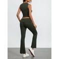 thumbnail image 5 of Biezeib Women Summer Pants Outfits Solid Color Round Neck Sleeveless Tank Tops Low Rise Slim Flare Pants 2 Pieces Clothes Set, 5 of 6