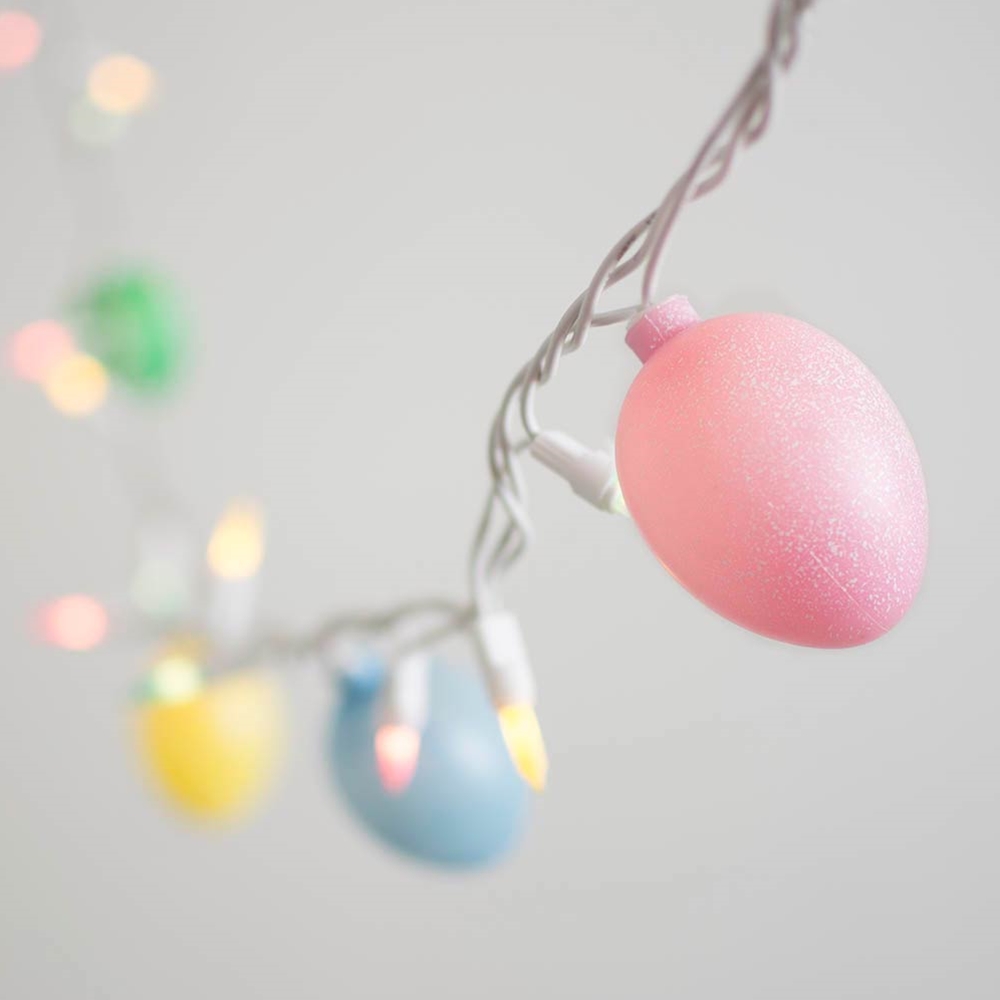 See All String Lights Easter String Lights w/Eggs 50 Bulbs White Wire