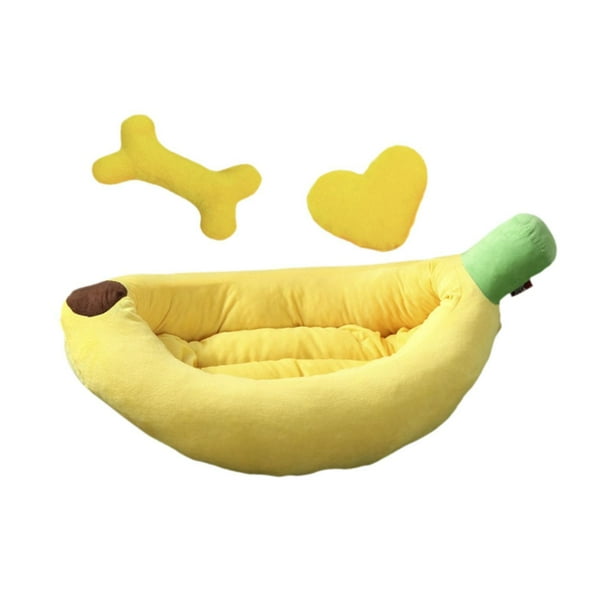 Cama nido lavable para perros con dibujos de plátanos para mascotas, cama para perros y gatos S