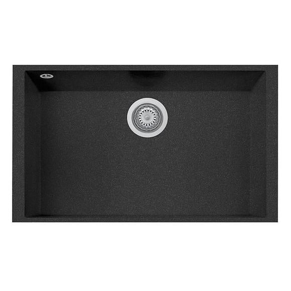 LaToscana ON7610-44 Évier de Cuisine une Pièce en Granit Composite 1 Trou, Noir Métallique
