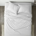 thumbnail image 3 of Noble Linens 4 Piece White Chevron Embossed Bed Sheet Set, Full, 3 of 11