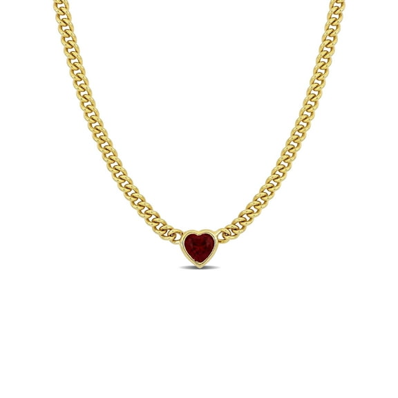 Everly Women's Created Ruby 18k Yellow Gold Plated Necklace