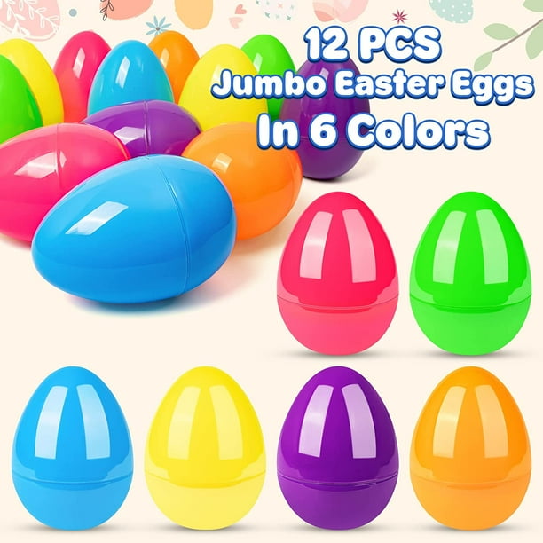 12 PCS Jumbo Easter Eggs 6 Inch Large Plastic Easter Eggs Bulk