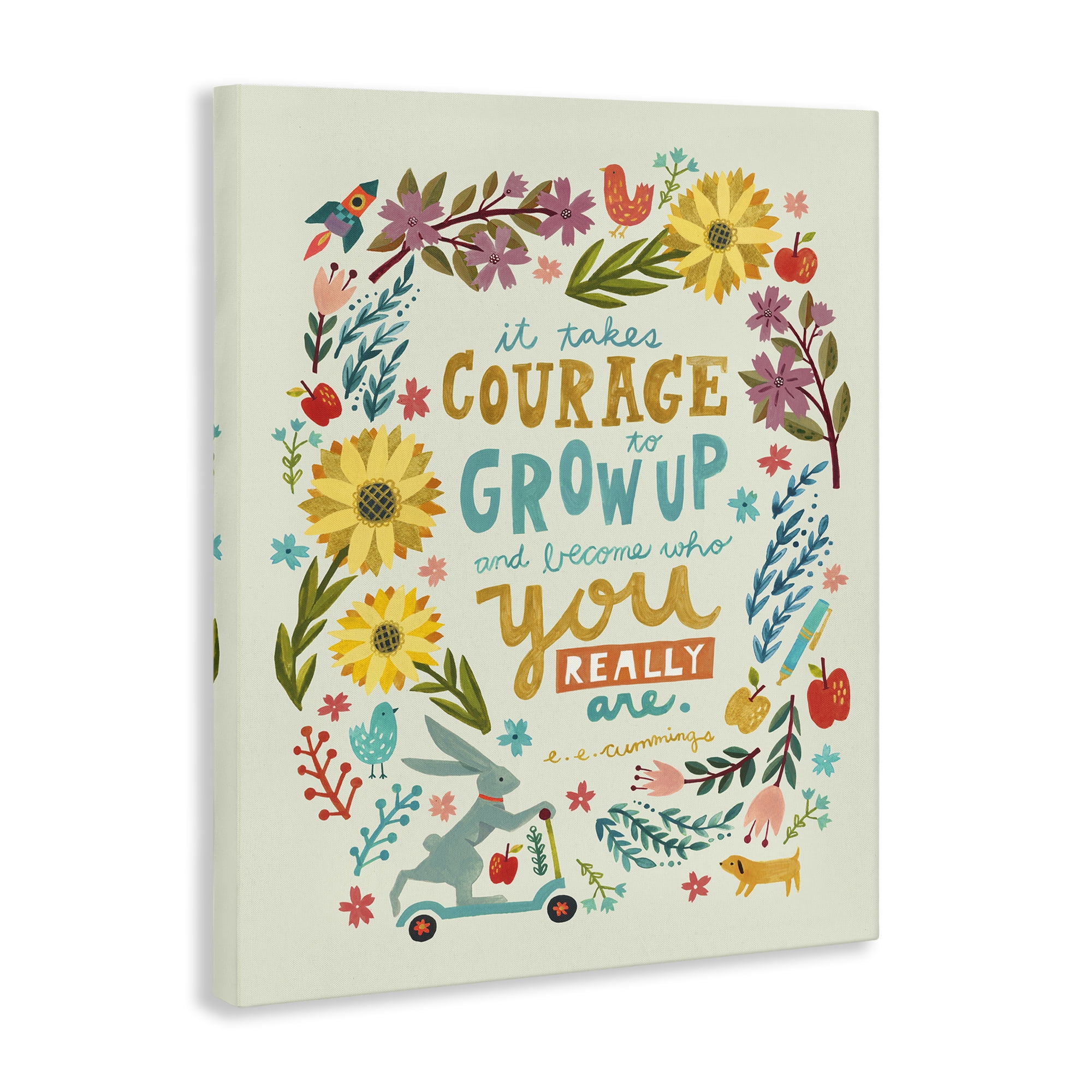 Stupell Industries Takes Courage Inspiring Florals Plants & Flowers Painting Wrapped Canvas Art Print Wall Art, 24 x 30
