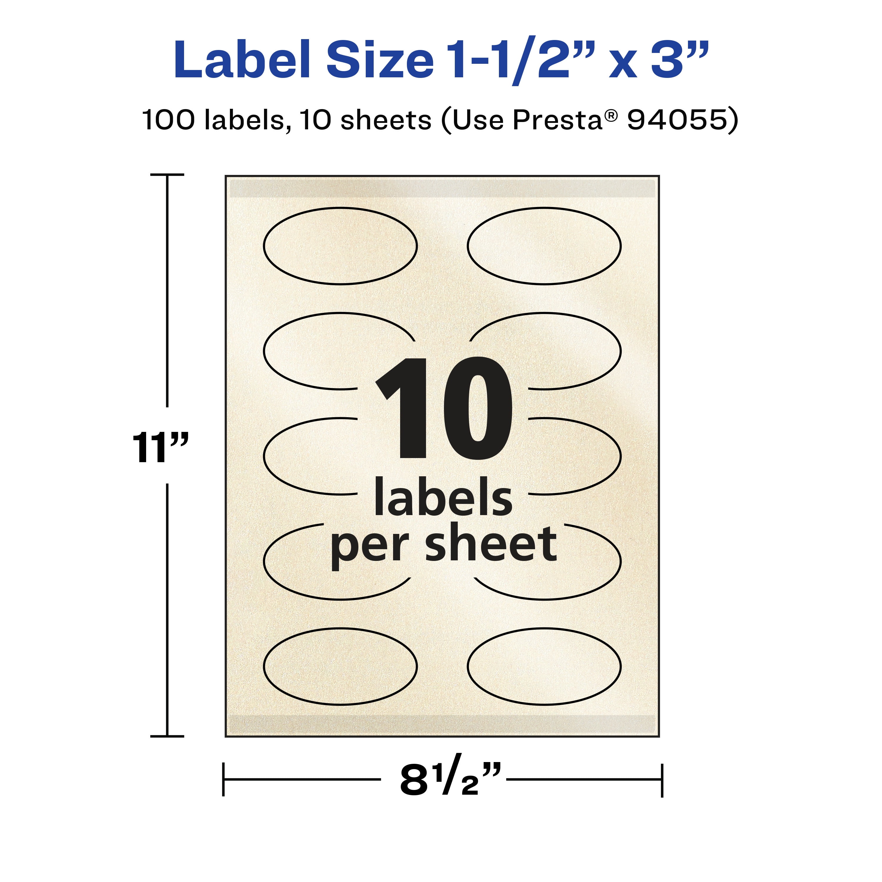Avery Pearlized Ivory Oval Labels, 1.5" x 3", 100ct