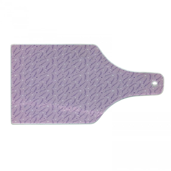 Floral Vintage Cutting Board, Repetitive Print of Springtime Lavenders and Mini Butterflies, Decorative Tempered Glass Cutting and Serving Board, in 3 Sizes, by Ambesonne