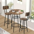 SESSLIFE 3Piece Round Bar Table Set for 2, Wood Tabletop and Chairs