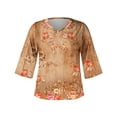 thumbnail image 4 of LEAVINGSUO Long Blouses for Women Women's Fashion V-Neck Three Quarter 3/4Sleeve T Shirt AutumnBlouse Tops Sweatshirt, 4 of 5