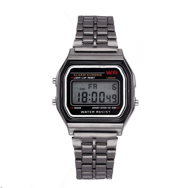 Reloj electrónico LED delgado dorado y plateado con luz fría, correa de acero, reloj multifunción de moda estilo Harajuku