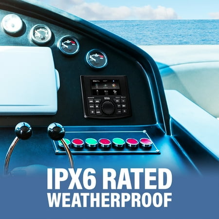 BOSS Audio - MGV520B Marine Gauge Receiver – Weatherproof, 3” Touchscreen, Amplified, Bluetooth, No CD Player, USB Port, AM/FM Radio - Black