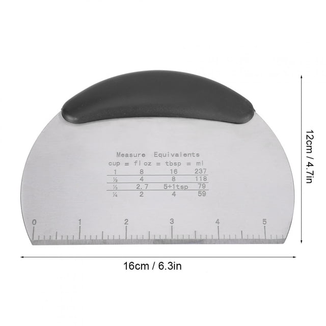 Raspador de masa de pizza de acero inoxidable, cuchillo de cocina para hornear, cortador de pan, raspador de mantequilla para pasteles con herramienta para hornear a escala(Negro) AMONSEE No