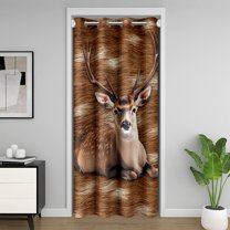 Manfei Rustic Deer Moose Door Curtain For Door Window 59x80, Woodland Wildlife Door Curtain Panel 59x80, 3D Rustic Animal Room Divider Curtain, Door Curtain Hanging Decoration
