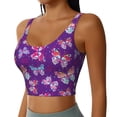 thumbnail image 2 of Gukieu Bright Butterflies Print Women's Sports Vest, Low-neck U-shaped Removable Pad Sports Bra for Yoga, Exercise, Dance-Large, 2 of 8