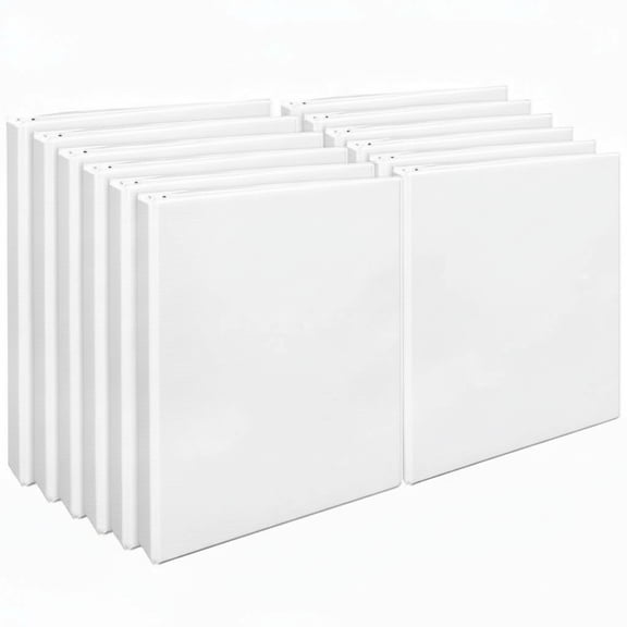 Just Basics Round-Ring View Binder, 1in. Rings, 100% Recycled, White, Pack Of 12, OD05525