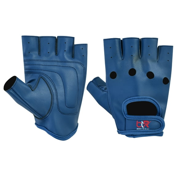 Men's Leather Driving Gloves Fingerless Bus Driver Gloves Vegan Pu Leather Half Finger Fashion Classic Gloves New Navy-S