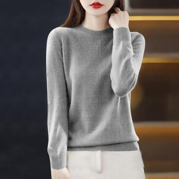 Fall Sweaters for Women Casual Crewneck Long Sleeve Pullover Sweater Tops