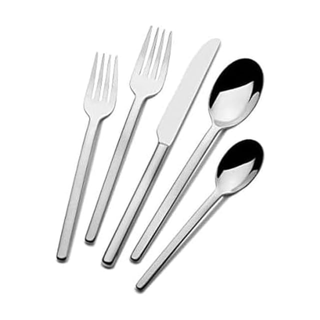 Mikasa, Juego de Cubiertos Zena para 8 personas, Set de 45 piezas, Acero Inoxidable 18/0, Juego de Plata con Utensilios para Servir