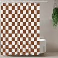 thumbnail image 2 of Aesthetic Checkerboard Grid Pattern Shower Curtain, White Coffee Brown Modern Shower Curtain Sets Decoration 71x71 Inch with plastic hooks, 2 of 6