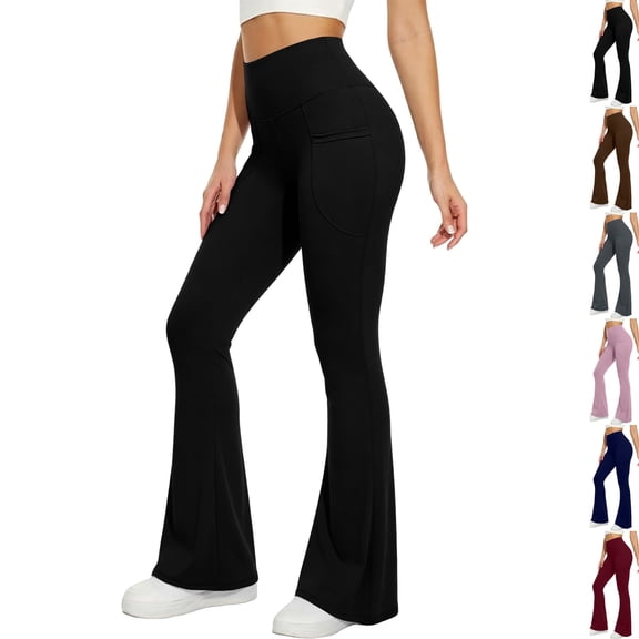 Flare Yoga Pants for Women - Soft High Waist Bootcut Leggings Tall & Long Bootleg Pants for Women 2026 Black L