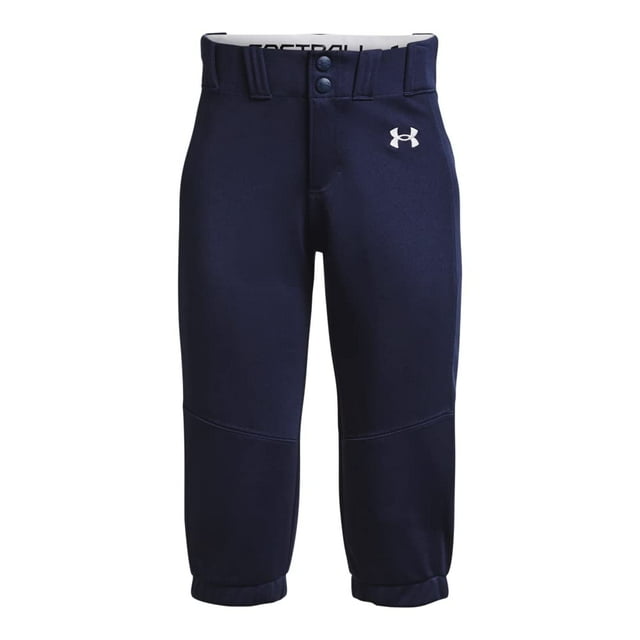 Pantalones utilitarios de sóftbol para niña Under Armour talla grande azul marino y gris