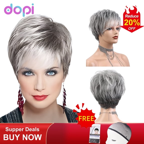 DOPI Real Remy Human Hair Topper Toupee Clip Hairpiece Lace Top Wig For Women（Synthetic Wig）