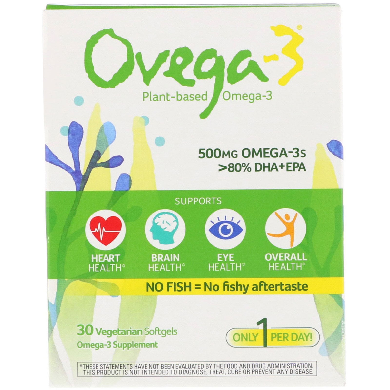 Ovega3 Omega3s DHA EPA 500 mg 30 Veggie Softgels