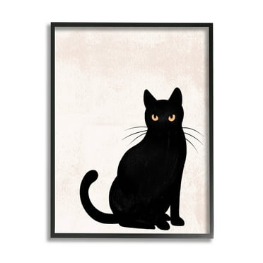 Stupell Industries Halloween Black Cat Silhouette Graphic Art Black Framed Art Print Wall Art, Design by Jo Taylor