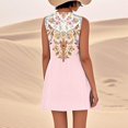 thumbnail image 3 of WILLBEST Vestido Midi De Lino Para Mujer, Vestido Playero Informal Hasta La Rodilla, Sin Mangas, Estampado De Verano, Con Bolsillos 851, 3 of 3