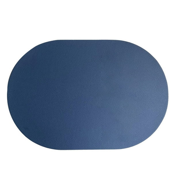 Baiwo Table Mat Nonslip Wipeable Faux Leather Oval Shape Insulation