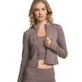 thumbnail image 3 of Love Tree Women's Active Workout Cropped Slim-Fit Yoga Athletic Jacket (Truffle, Small), 3 of 3