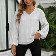 thumbnail image 4 of GEWSEY Plus Size Tops for Women Long Sleeve Sequins Party Tunic V Neck Casual Shirt Pleated Front Blouse Spring Winter XL-5XL (Silver, M), 4 of 9