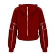 thumbnail image 5 of VEKDONE Womens Full Zip Up Cropped Jacket Y2k Sweatshirts Hoodie Jackets Fall Long Sleeve Drawstring Hooded Pullover Fashion Coats with Pockets, 5 of 8