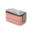 thumbnail image 1 of Yuarrent Fiambrera portátil de acero inoxidable PP, contenedor de almacenamiento de alimentos frescos, Bento, microondas, cajas de horno para viajes al Cocina y Comedor Rosa Doble Capa Yuarrent HA072616-04B, 1 of 6