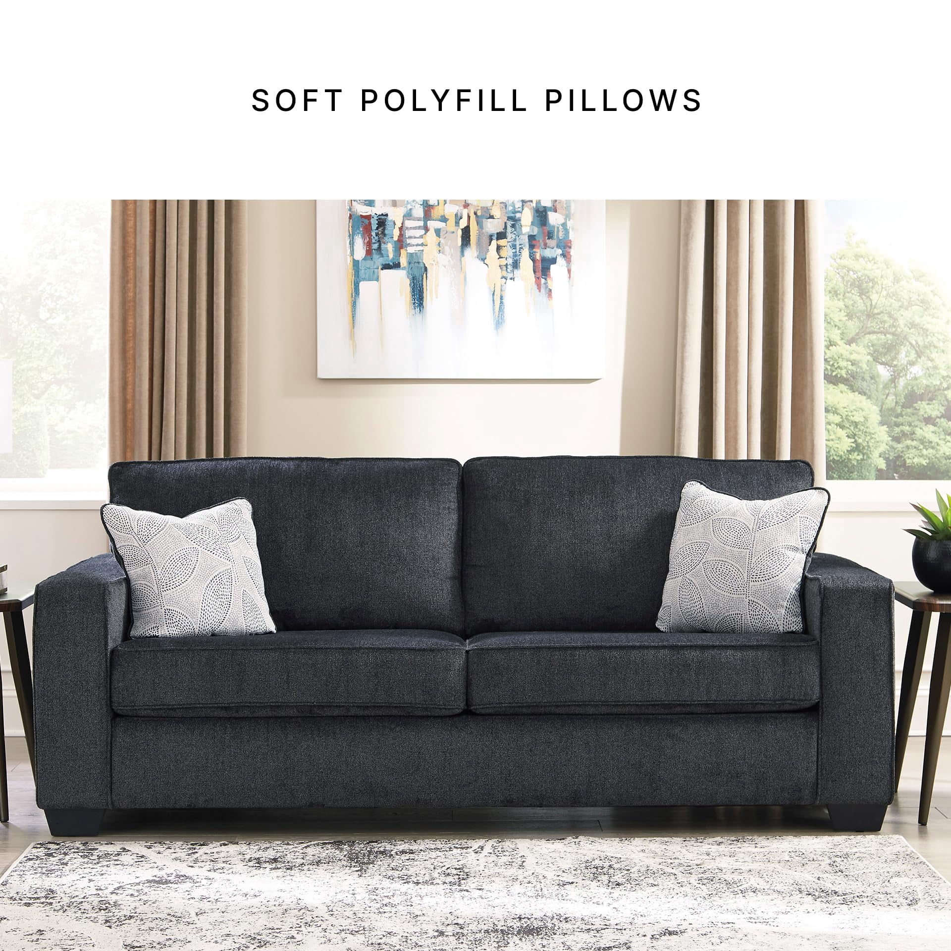 Ashley Furniture Polyester Signature Design Altari Sofa with Pillow, Slate
